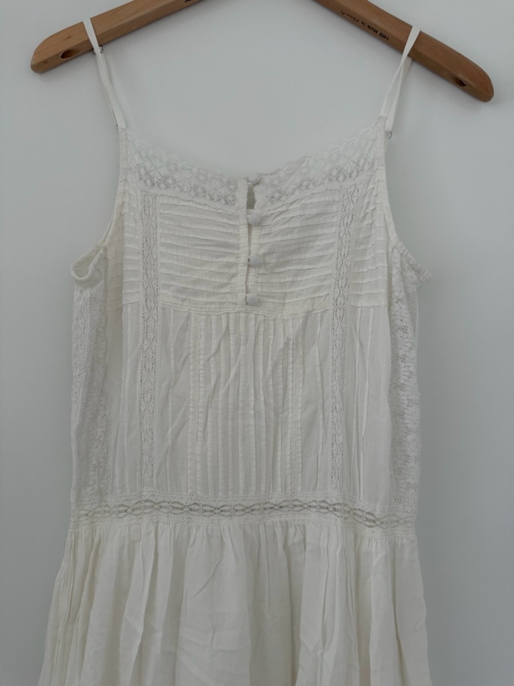 Vanessa Bruno Ivory Lace-Trim Pintuck Dress